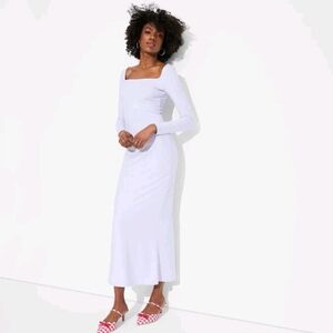 Wild Fable Butter Bliss square neckline long sleeve Dress Aqua Blue